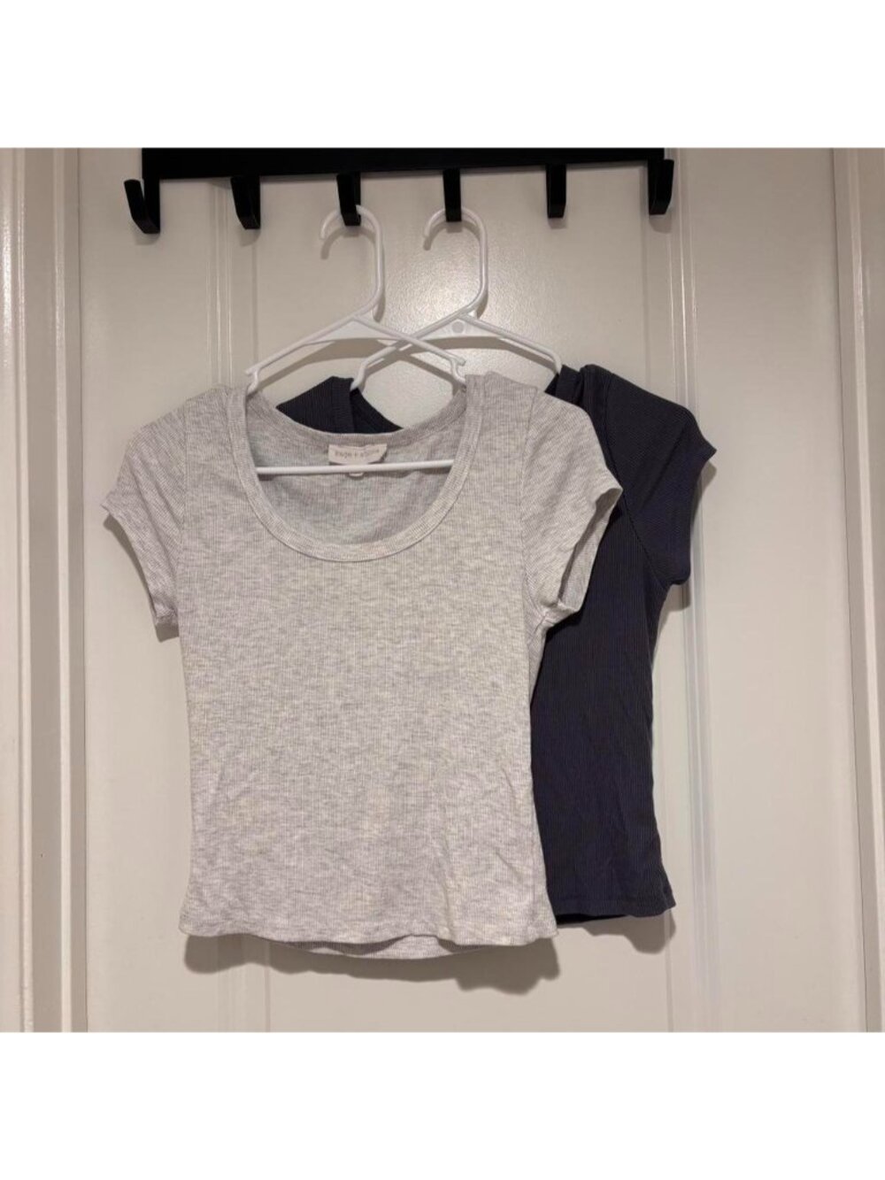 2 Sage + Stone grey and navy scoop neck tops Size M...